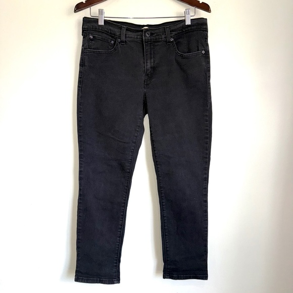 LEVI'S Womens 30 Black Boyfriend Mid-Rise Slim Straight Stretch Jeans QQ10 - Picture 1 of 5
